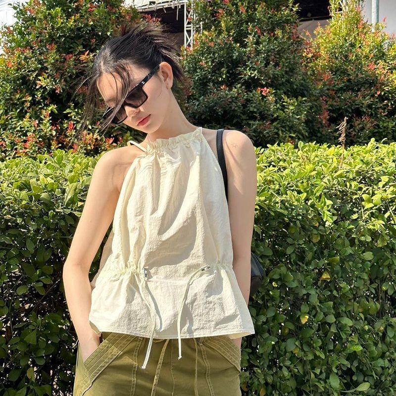 

Holiday Vest Sleeveless Elegant Easiest for Match Halter Spaghetti Straps Apricot color M