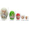 Wooden Easter Bunny Nesting Dolls, 5-Piece Hand-Painted Russian Style Spring Rabbit Figurine for Dining Table Holiday Home Decor