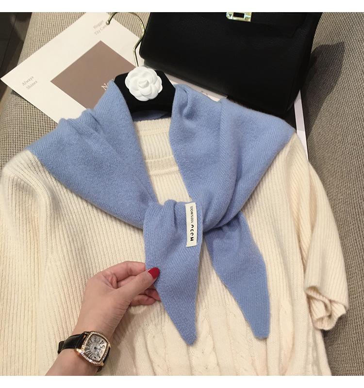 Premium Australian Wool and Cashmere Solid Color Women's Triangle Shawl-Scarf