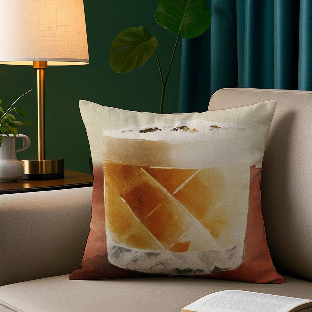 

Warm Cocktail Art Pillow Case Plush Fabric Soft Pillowcase Double Sided Print Sofa Cushion Cover Throw 12x12Inch