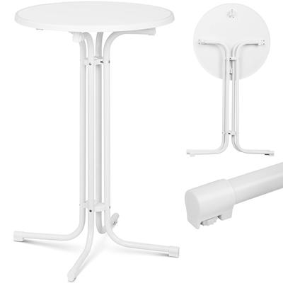 Table, Round, High, Foldable Bar Table, Diameter 70 Cm, Height 110 Cm, White