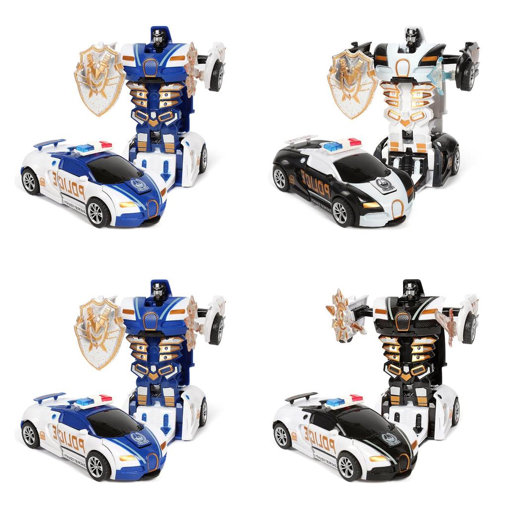 Plastic Inertia Car Toy With Onebutton Transformation For Boys And Kids