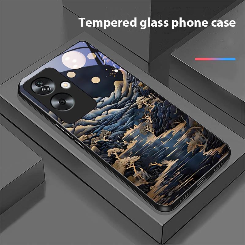 Jubao Basin Water Für Oppo A79 5G 58 78 74 60 4G Reno 11F Realme GT 6 11 Note 50 10 C55 X2 Gehärtetes Glas Schwarz Handyhülle