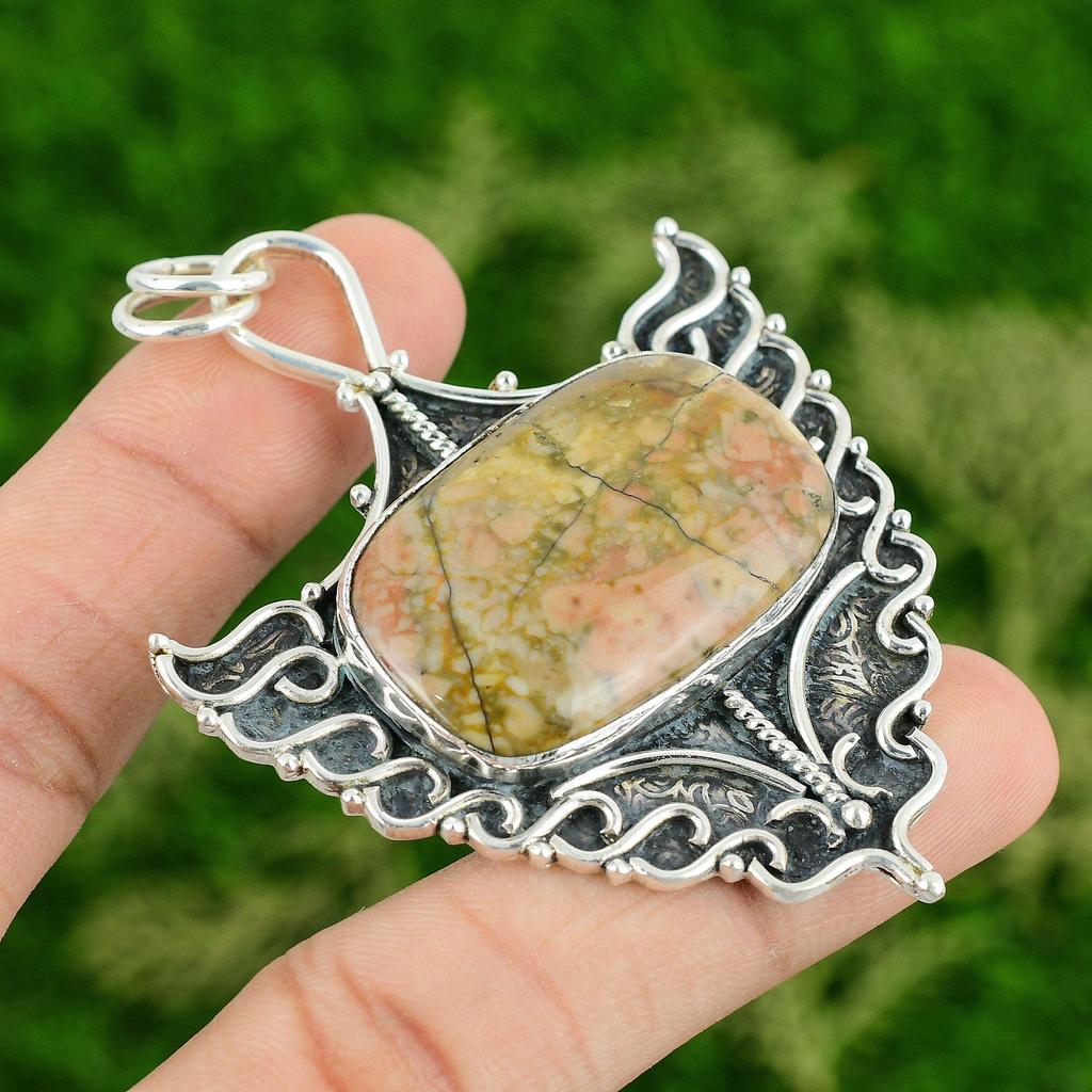 Daughters Day Sale Rhyolite Gemstone Sister Boho Pendant Jewelry Sterling Silver