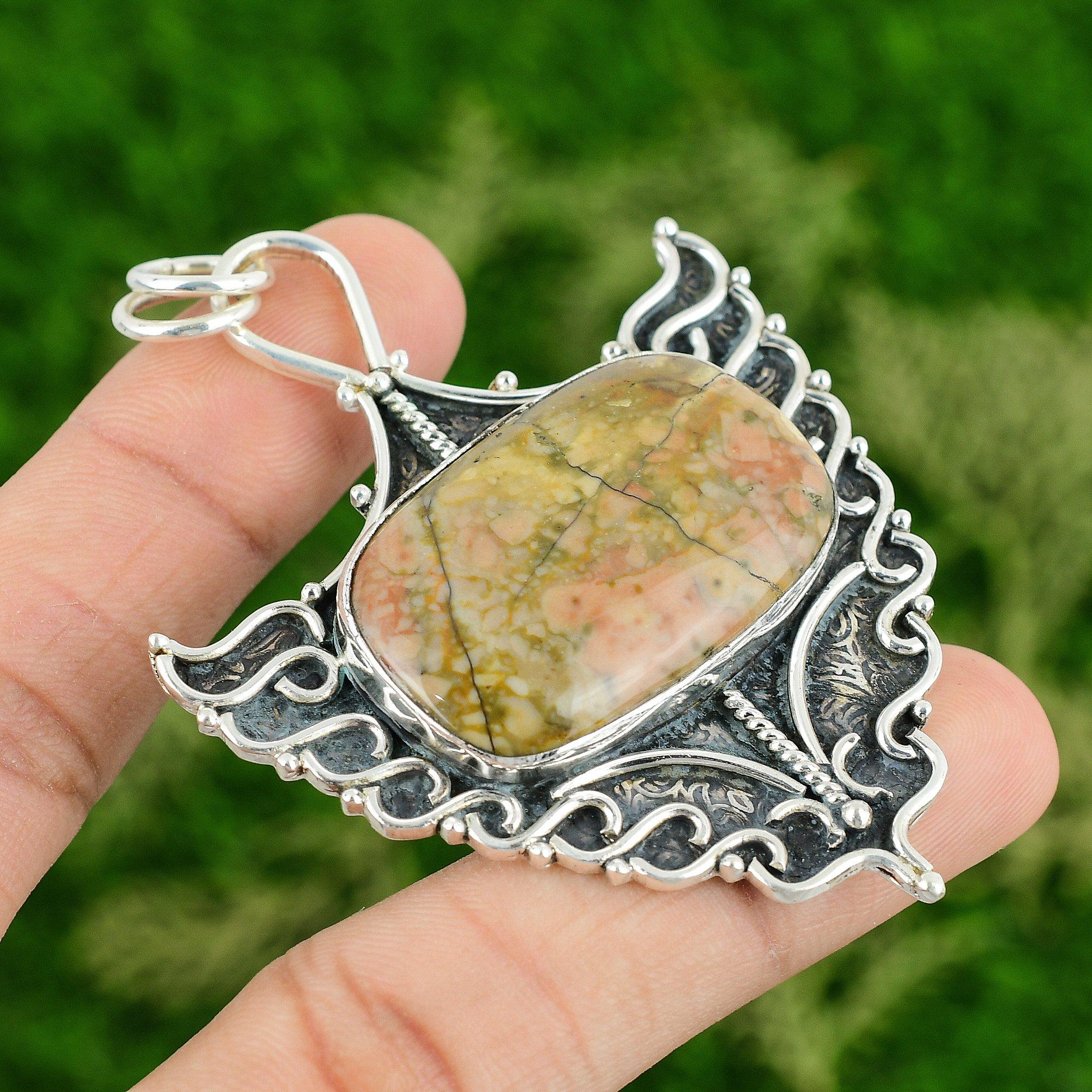 

Daughters Day Sale Rhyolite Gemstone Sister Boho Pendant Jewelry Sterling Silver