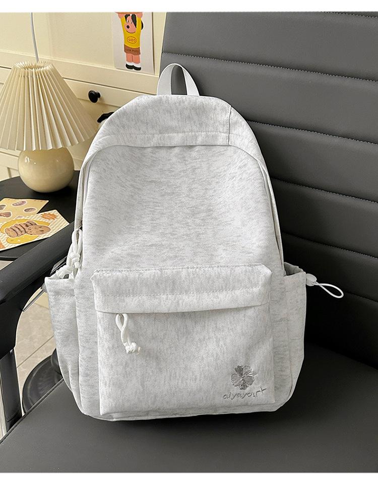 Schoolbag American alphabet flower embroidery cold gray tone backpack college student morning eight class multi-scene adaptation travel schoolbag