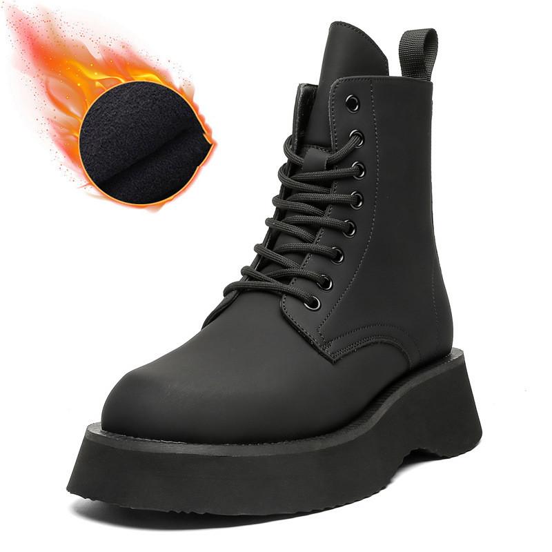 England style men's fashion platform boots black stylish original leather shoes cowboy autumn winter boot cool motorcycle botas