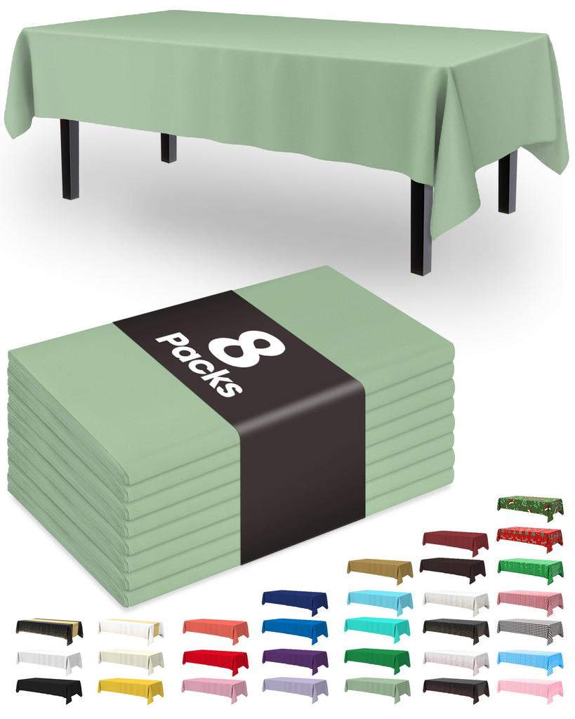 Pureegg Plastic Table Cloth Disposable 8 Pack, 54 x 108 Inch Table Cloths, Graduation Decorations Class of 2025, Graduation Party Tablecloths,