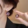 Purple Gold Foil Round Ball Earrings - Light Luxury, Elegant Women's Ear Cuffs Jewelry