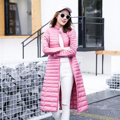 Woman's Ultra Light Down Jackets Stand Collar Slim Knee Length 90% White Duck Down Coats Women Down Parkas Lady Overcoats