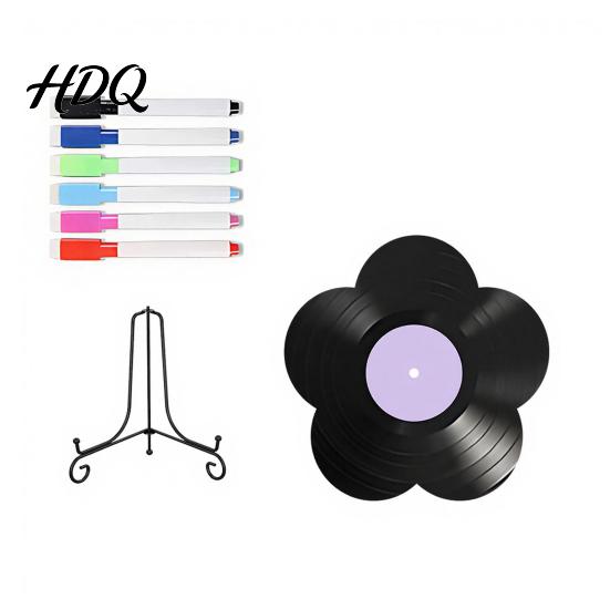 Flower Vinyl Record Diy Ornament DIY Custom Board with Creative Ornament Display Stand Design Personalized Birthday Anniversary Message Board Sign