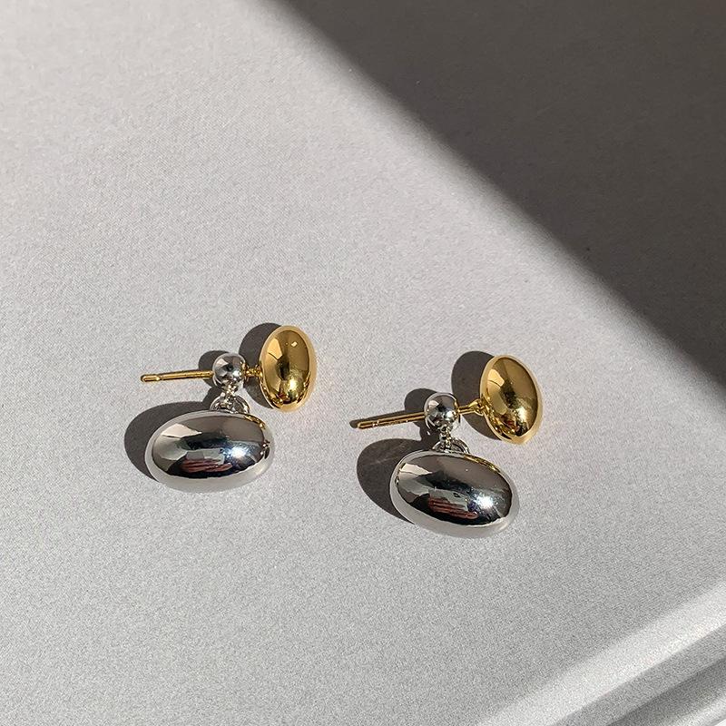 Francuskie Geometryczne Owalne Metalowe Kolczyki Kontrastowe Kolczyk Osobowości Jeden Styl Dwa Sposoby Noszenia dla Kobiet Dziewcząt Biżuteria Impreza Święto