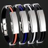 Korean Style Titanium Steel Silicone Bracelet – Engravable, Unisex Fashion Wristband