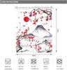 Japanese Shower Curtain Fuji Mountain Cherry Blossom Asian Anime Theme Burgundy Sun Koi Watercolor Floral Spring Cool Fabric
