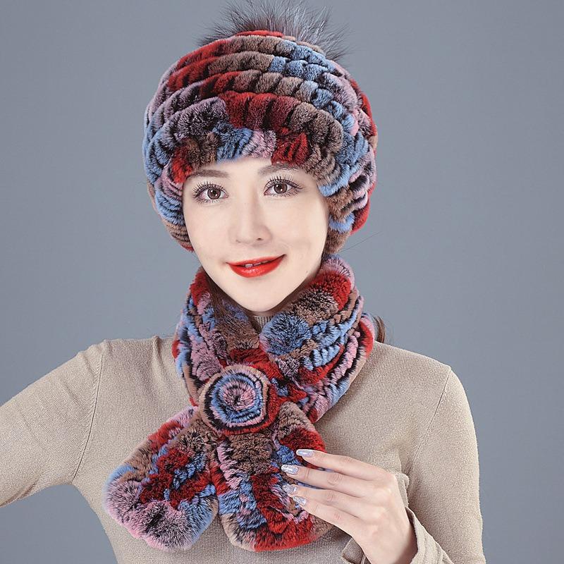 Old Man In Fur Rex Rabbit Hair Hat Ladies Autumn and Winter Mom Old Woman Warm Fox Hair Grandma Top Hat