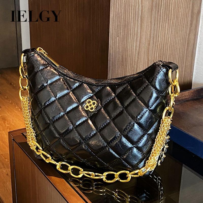 IELGY women's rhombus chain bag, commuter armpit bag can be one shoulder can be crossed