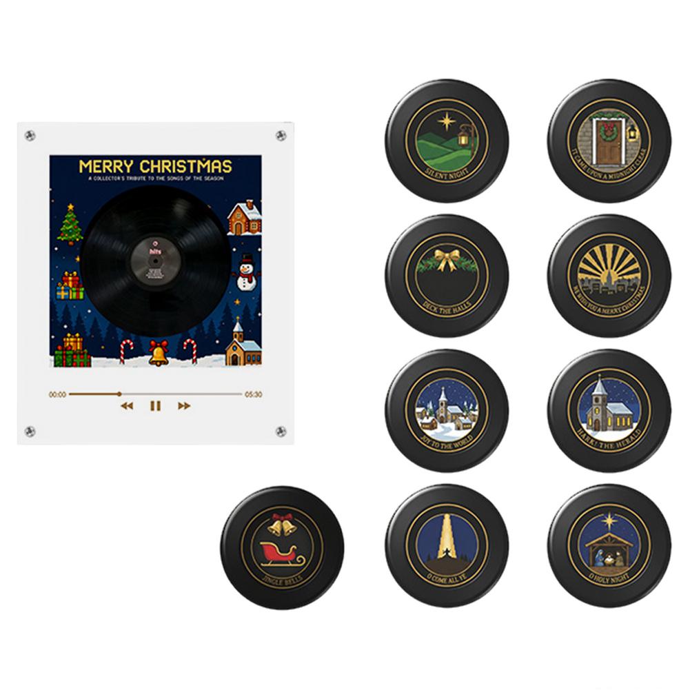 Kerst Muziekdoos Koelkastmagneet Sfeervol Nachtlampje Acryl Muziekspeler Met 9 Verwisselbare Schijfjes Koelkast Ornament
