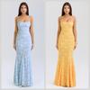 Elegant European & American Slim Lace-up Fishtail Jacquard Dress