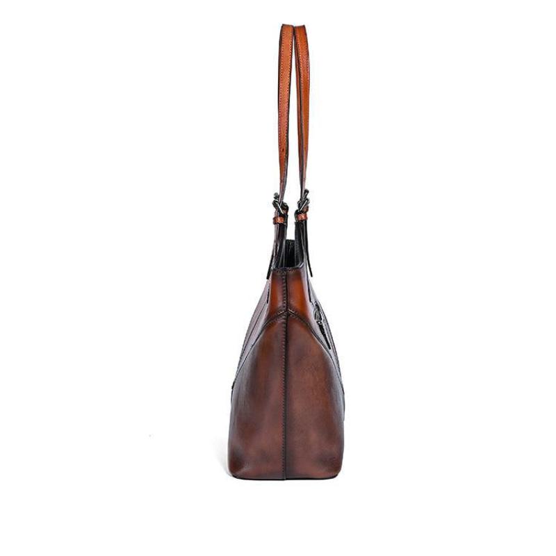 Johnature Large Capacity Casual Tote Genuine Leather Women Bag Versatile Vintage Natural Cowhide Shoulder Bags