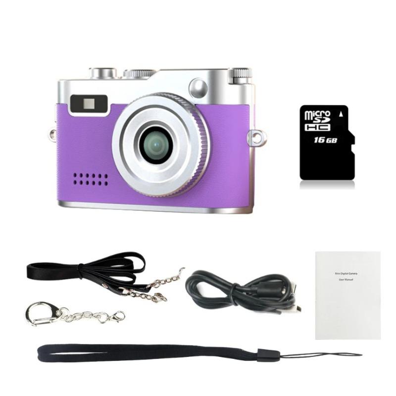 

Мини Детская Цифровая Камера 1080P Студенческая Камера Кампус Портативная Маленькая Фотокамера Ретро CCD Ожерелье Камера-Миниатюра НОВЫЕ Праздничные Подарки на День Рождения для Детей Camera Add 16G фиолетовый