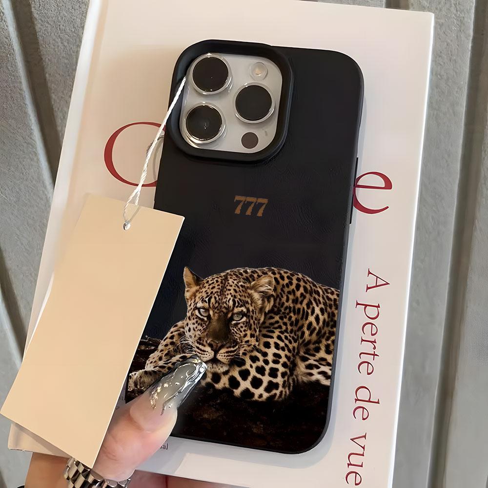 

Phone Case For iPhone 17 16 15 14 13 12 11 Pro Max 15 14 Plus 17 Air X Xs XR Leopard Print 777 Lucky Number Lychee Soft Cover iPhone XR