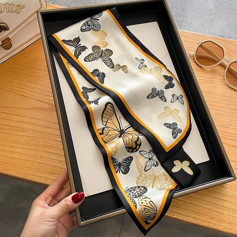 Fashion new cross small silk scarf women's headband Korean version spring, autumn and summer professional scarf small scarf square scarf headband
