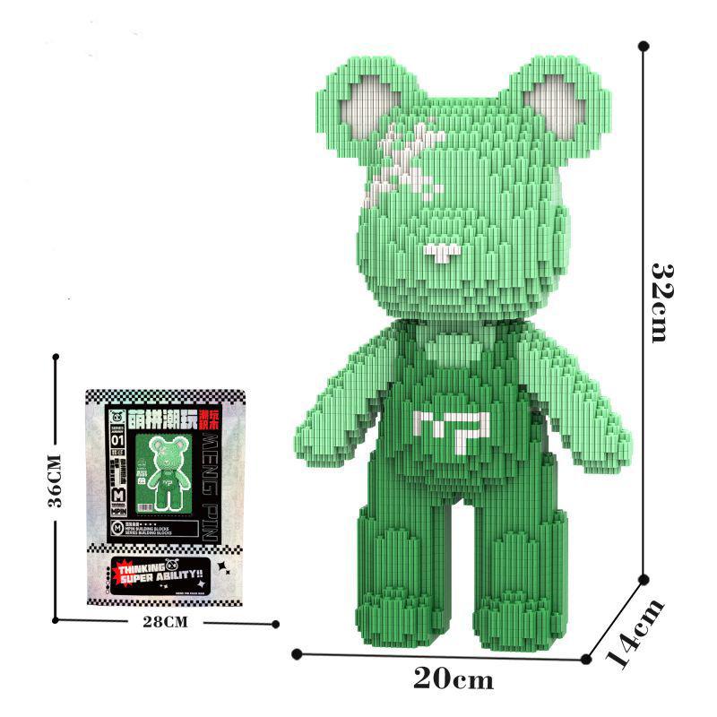 32Cm Kawaii Bear,Assembly Toys,Creative Small Particles Construction Blocks,Ornaments, Household Decor,Toys For Gifts,More Than 4000Pcs