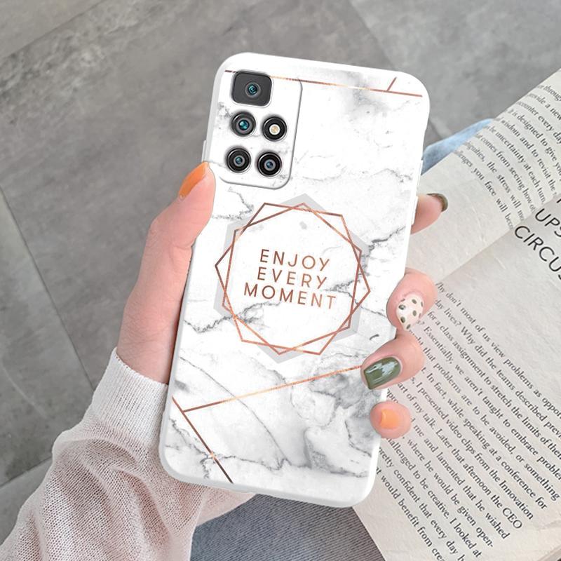 Marble Pattern Phone Case For Redmi 10 Redmi10 Protective Cover Case Pink Gold Marble Soft Silicone Funda For Xiaomi Redmi 10