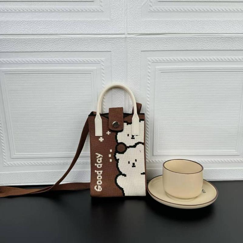 Premium Sense Ns Mobile Phone Bag New Cartoon Knitted Bag Dopamine Niche Versatile Messenger Shoulder Bag Handbag