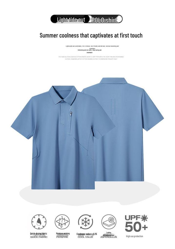 Summer Quick-Dry Polo: Ice Silk Casual, Short Sleeve Lapel Shirt for Outdoor & Golf