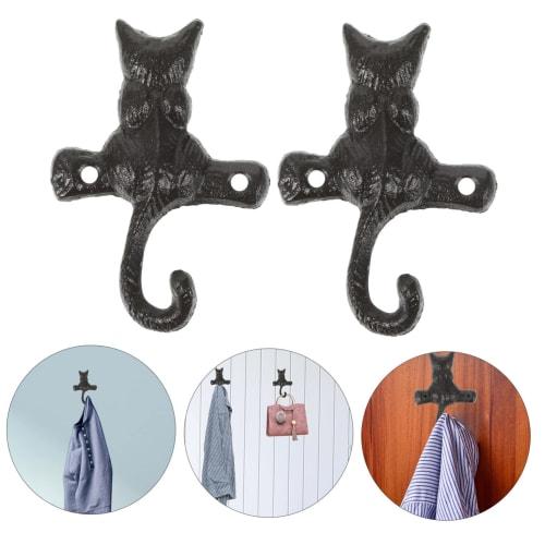 Cabilock Coat Hooks, Wall-Mounted, Set of 4, 15kg Weight Capacity, Rust-Resistant Iron, Includes Anti-Scratch Screws and Anti-Scratch Pads (Suitable f