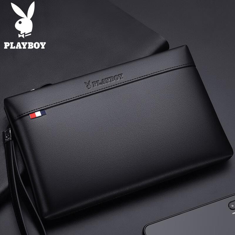 PLAYBOY Men's Clutch, Large Capacity, Soft Leather Wallet, Envelope Handbag