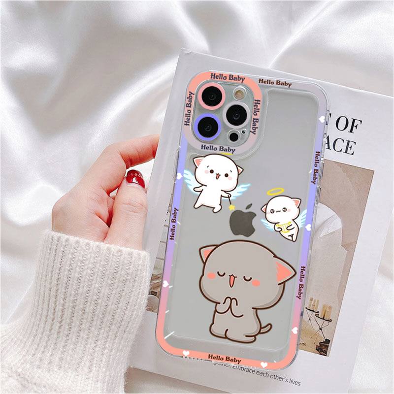 Mochi Peach Cat Phone Case for iPhone 11 12 13 Mini Pro Max 14 Pro Max Case shell