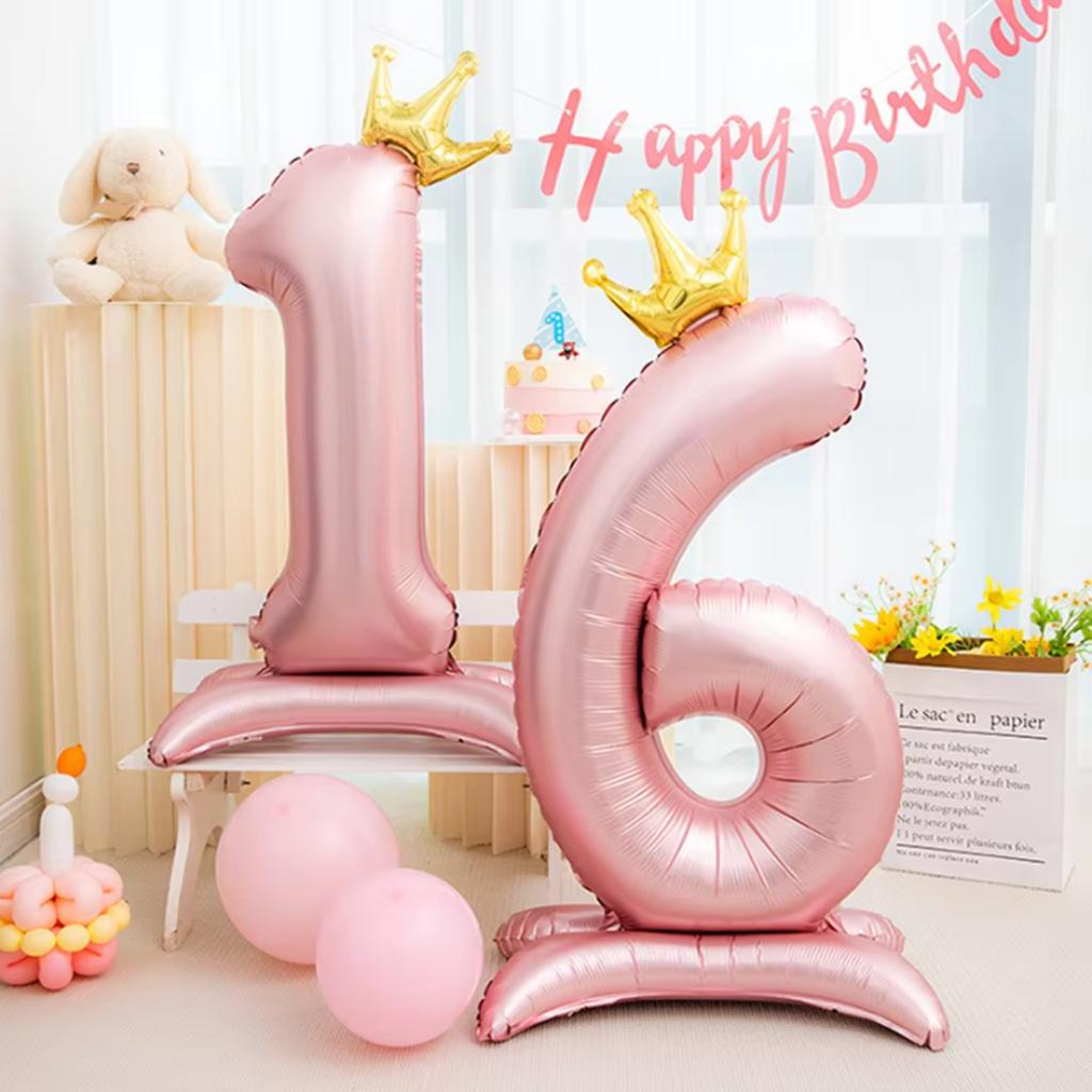 42 inch Crown Decorative Aluminum Foil Milk Digital Balloon Digital Balloon Birthday Party Decoration Supplies Birthday Gift