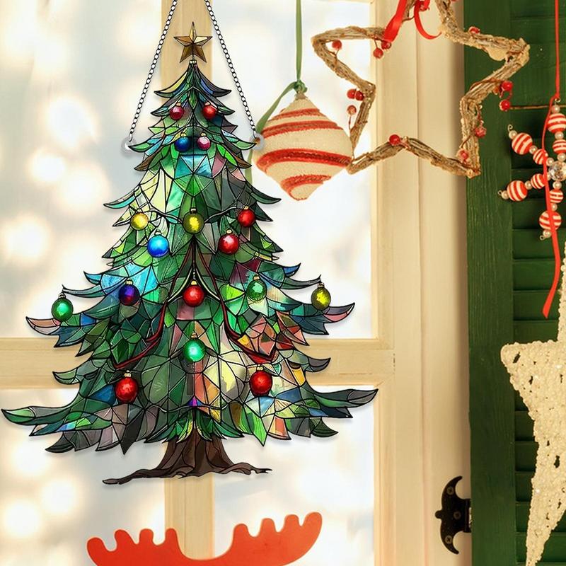 Christmas Window Sun Catchers Stained Glass Stained Glass Effect Holiday Ornament Christmas Tree Decoration Sun Catcher