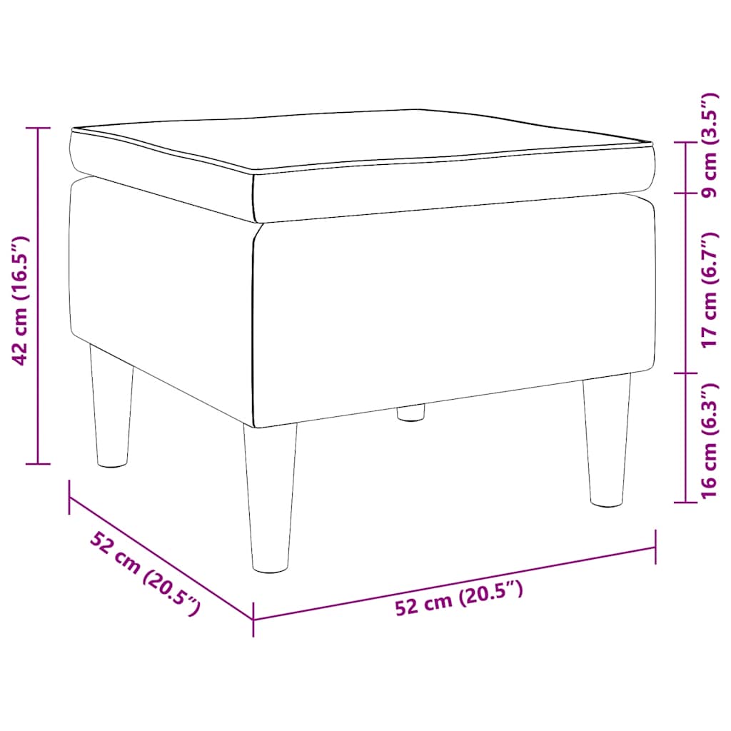 Footstool with Wooden Legs Light Grey Fabric