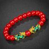 3D Color-Changing Pixiu Obsidian Bracelet with Six-Character Mantra & Temperature-Sensitive Vietnamese Gold