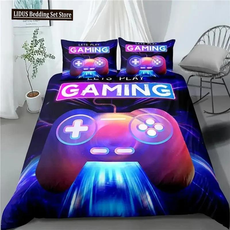 Gaming Duvet Cover Set Gamer Room Decor For Boys Teen Video Games Twin Bedding Set Microfiber Gamepad Let's Play Quilt Cover