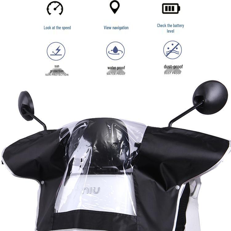 Waterproof Motorcycle Dashboard & Headlight Protection Cover Large - Oxford - Black