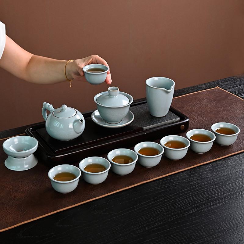 1 High-grade light luxury Kung Fu tea set Ru kiln set set of ceramics