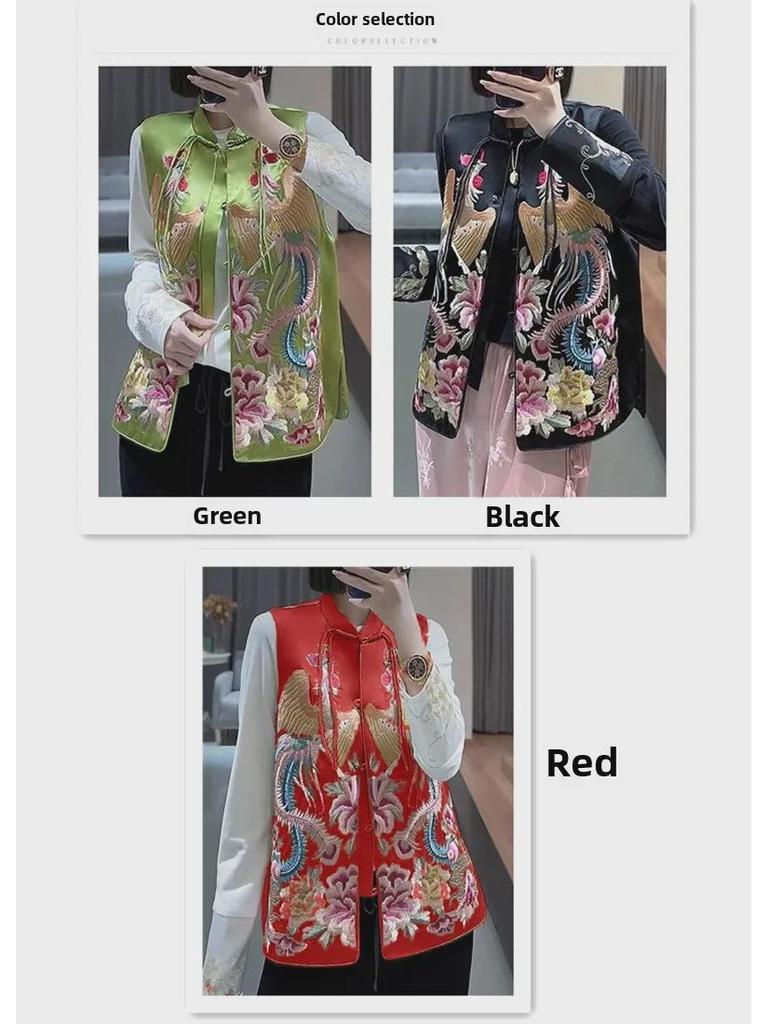 2024 Dámská vesta ve stylu čínského národního kroje s výšivkou fénixe - Jarní/letní edice