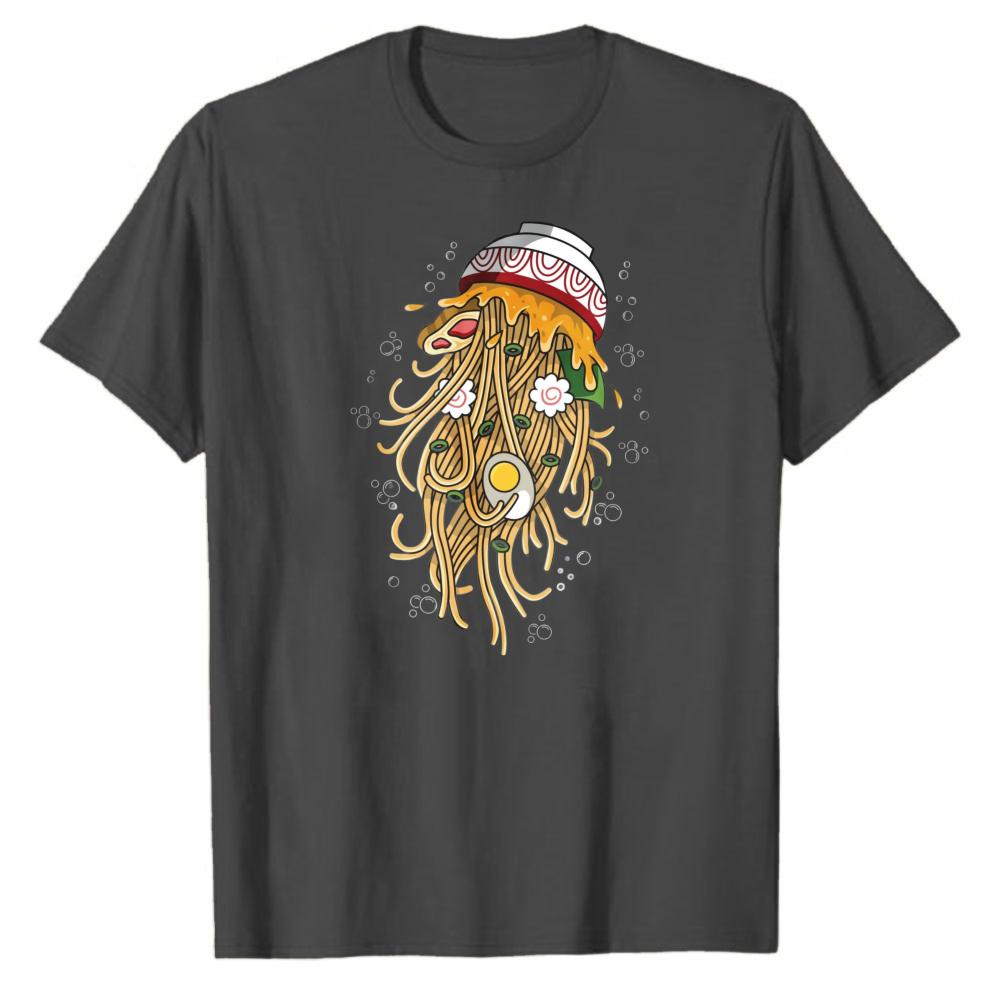 Ramen Jellyfish Shirt Kawaii Tee Funny Jellyfish Noodle T-shirts Funny Foodie Ocean Tee Japanese Noodles High Quality Cotton Top