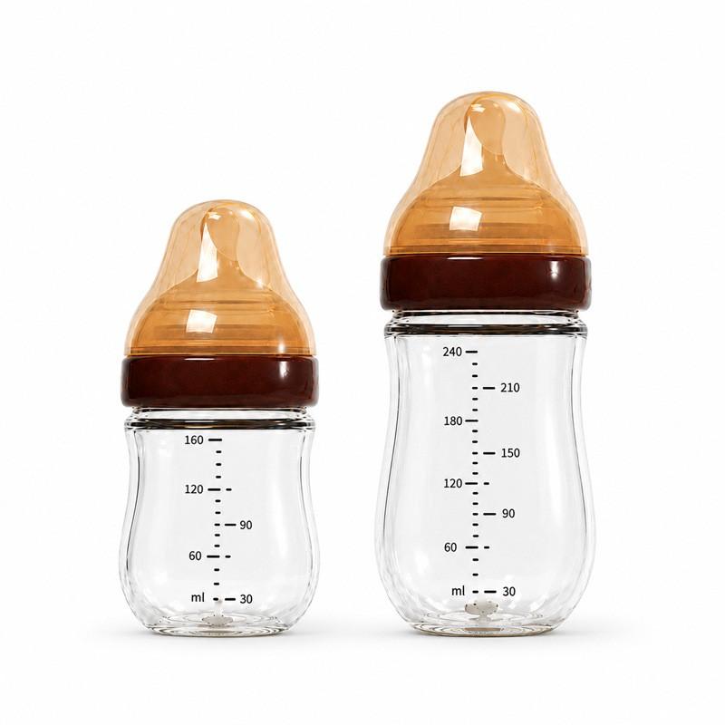 Glass Baby Bottle Wide Neck Anti-Colic Anti-Choke 160ml Infants 6 Months
