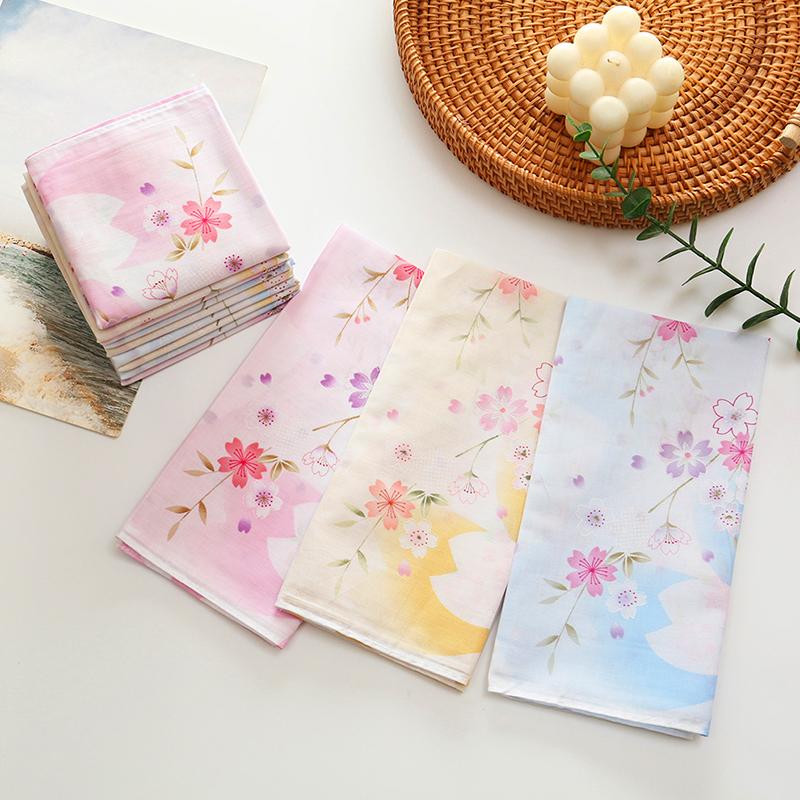 3Pcs/Pack Hand Towel Bandannas 43x43CM Japanese Style Cotton Women Wedding Party Ladies' Cherry Blossom Handkerchiefs
