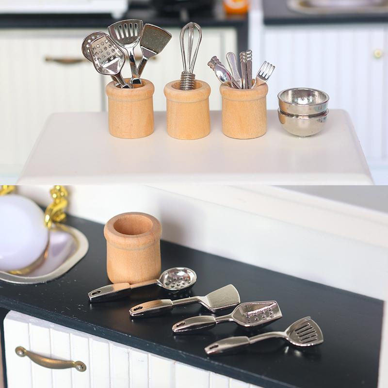 Miniature Kitchen Utensils Set 1:12 Scale Dollhouse Cookware Tools Dollhouse Kitchen Decoration Micro Scene Pretend Play