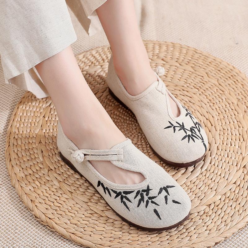 Fashion Spring Summer Old Beijing Cloth Shoes Cotton Flats Chinese Ethnic Embroidered Women's Loafers Casual Single Shoes Zapatos Mujer