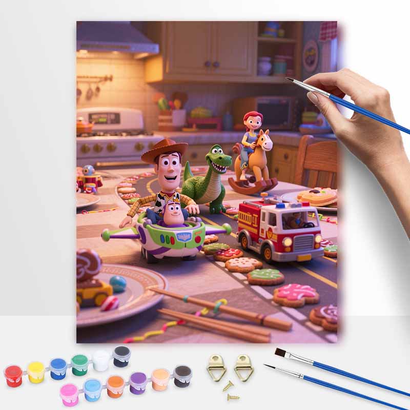 Disney Digital Oil Painting Art Kit Toy Story Characters Handmade Coloring Painting Home Decor
