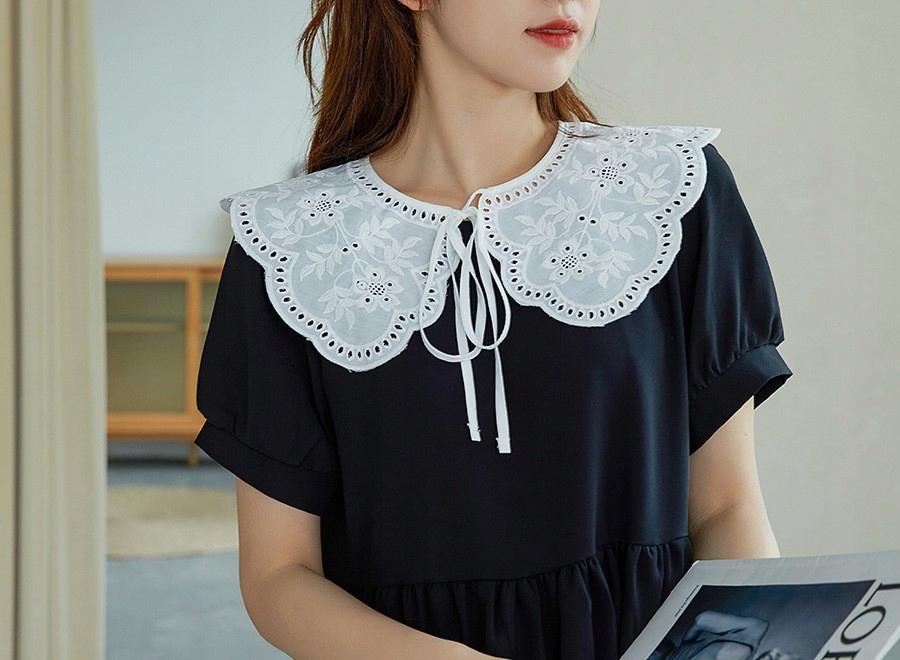 BLACK COLLAR made of tulle, elegant, tied, fashionable accessory for clothes