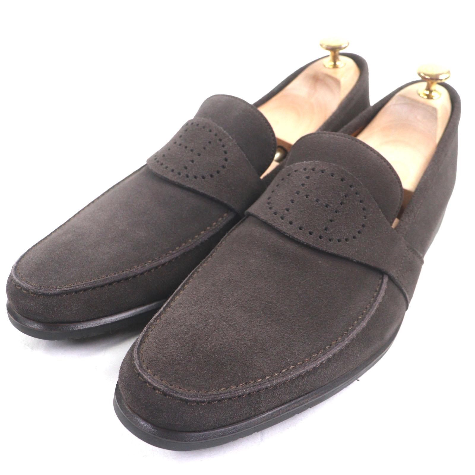 

Excellent HERMES loafers Evelyn Punching H logo Suede leather mens 43.5 Used