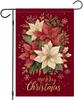 Linen material- Merry christmas decorations Garden ag 11.81 x 17.72 inch Red and White Poinsettia oral Design Holiday Wi